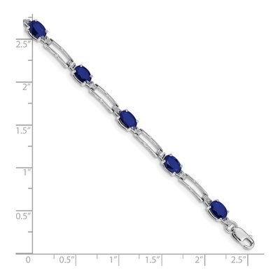 10K White Gold 1/20 ct tw Sapphire & Diamond Link Bracelet – view 3