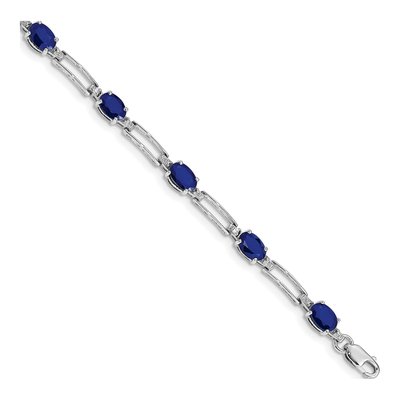 10K White Gold 1/20 ct tw Sapphire & Diamond Link Bracelet