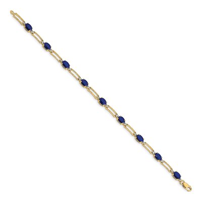 14K Yellow Gold Diamond & Sapphire Paperclip Bracelet – view 2