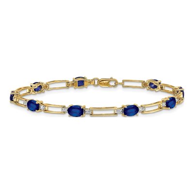 14K Yellow Gold Diamond & Sapphire Paperclip Bracelet – view 3
