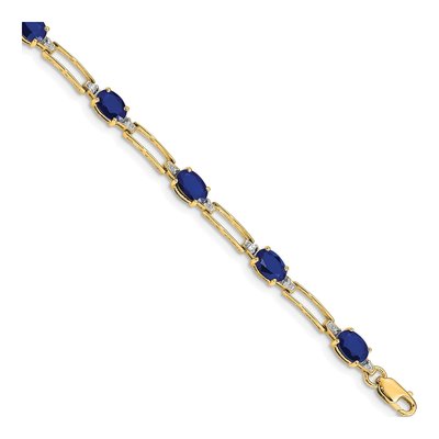 14K Yellow Gold Diamond & Sapphire Paperclip Bracelet