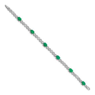 14K White Gold 1/5 ct tw Emerald & Diamond Oval Infinity Link Bracelet – view 2