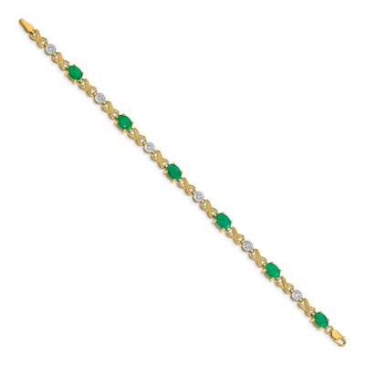 14K Yellow Gold 1/5 ct tw Emerald & Diamond Infinity Bracelet – view 2