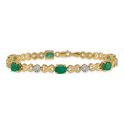 14K Yellow Gold 1/5 ct tw Emerald & Diamond Infinity Bracelet – view 3