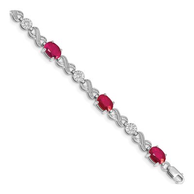 14K White Gold 1/5 ct tw Ruby & Diamond Infinity Bracelet