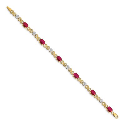 14K Yellow Gold 1/5 ct tw Ruby & Diamond Infinity Link Bracelet – view 2