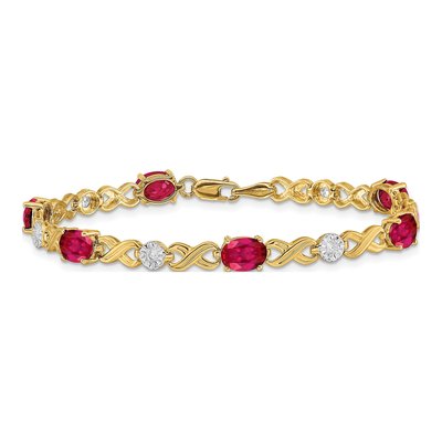 14K Yellow Gold 1/5 ct tw Ruby & Diamond Infinity Link Bracelet – view 3