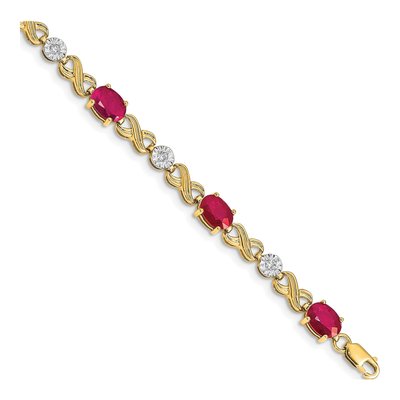 14K Yellow Gold 1/5 ct tw Ruby & Diamond Infinity Link Bracelet