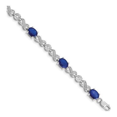 10K White Gold 1/5 ct tw Diamond Sapphire Infinity Bracelet