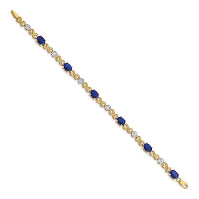 14K Yellow Gold 1/5 ct tw Sapphire & Diamond Oval Infinity Link Bracelet – view 2