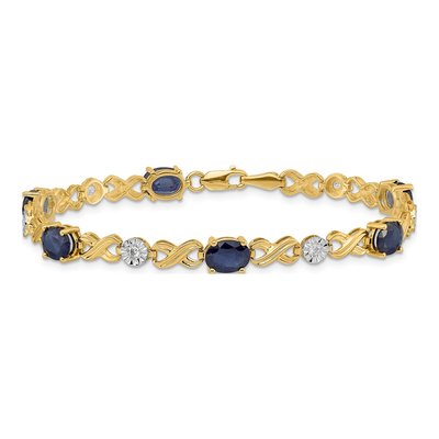 14K Yellow Gold 1/5 ct tw Sapphire & Diamond Oval Infinity Link Bracelet – view 3
