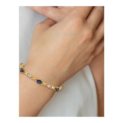 14K Yellow Gold 1/5 ct tw Sapphire & Diamond Oval Infinity Link Bracelet – view 4