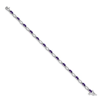 14K White Gold 1/10 ct tw Amethyst & Diamond Heart Bracelet – view 2