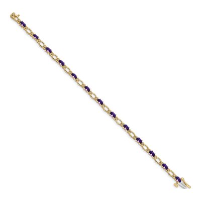 14K Yellow Gold 1/10 ct tw Amethyst & Diamond Oval Heart Bracelet – view 3