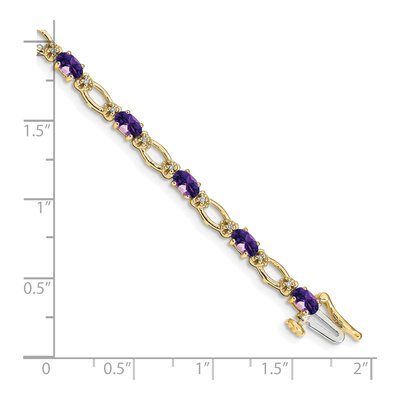 14K Yellow Gold 1/10 ct tw Amethyst & Diamond Oval Heart Bracelet – view 4