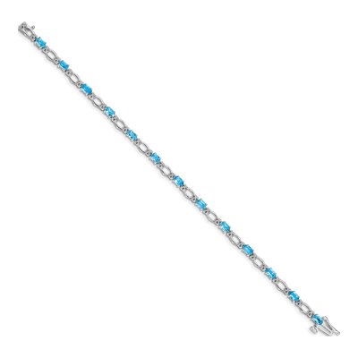 14K White Gold 1/10 ct tw Swiss Blue Topaz & Diamond Bracelet – view 3
