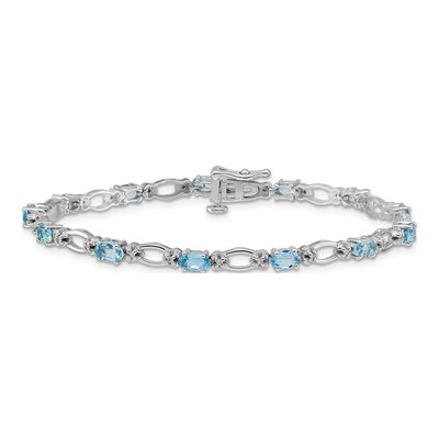 14K White Gold 1/10 ct tw Swiss Blue Topaz & Diamond Bracelet – view 4