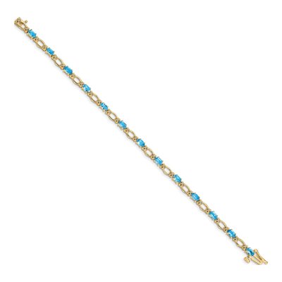 14K Yellow Gold 1/10 ct tw Swiss Blue Topaz & Diamond Oval Heart Bracelet – view 2