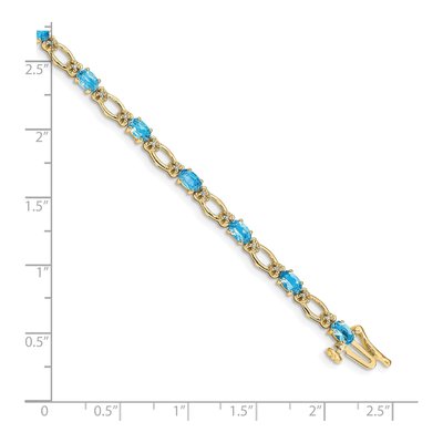 14K Yellow Gold 1/10 ct tw Swiss Blue Topaz & Diamond Oval Heart Bracelet – view 3