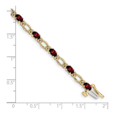 14K Yellow Gold 1/10 ct tw Garnet & Diamond Oval Heart Bracelet – view 3