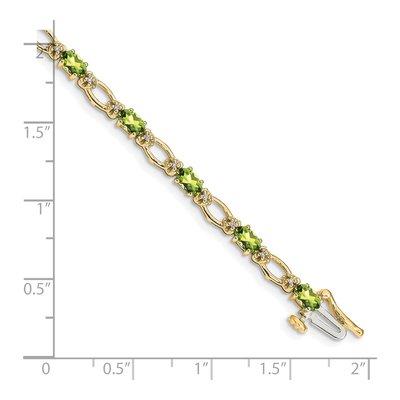 14K Yellow Gold 1/10 ct tw Peridot & Diamond Heart Bracelet – view 3