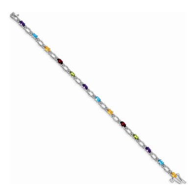 14K White Gold 1/10 ct tw Garnet & Peridot Rainbow Bracelet – view 2