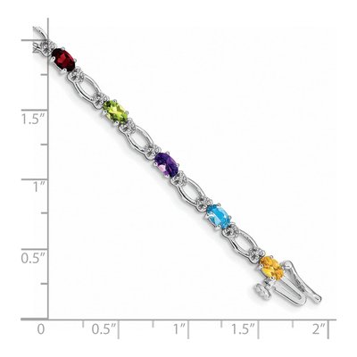 14K White Gold 1/10 ct tw Garnet & Peridot Rainbow Bracelet – view 3