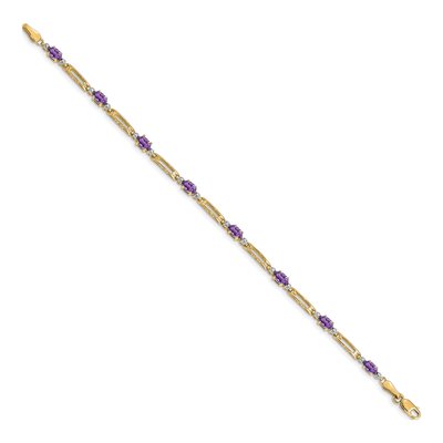 10K Yellow Gold Amethyst Rectangle Link Bracelet – view 2