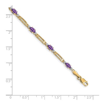 10K Yellow Gold Amethyst Rectangle Link Bracelet – view 4