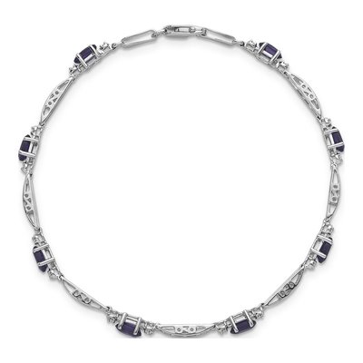 14K White Gold Amethyst & Diamond Oval Fancy Link Bracelet – view 5