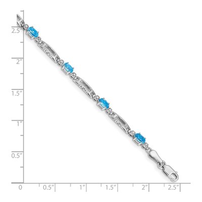 10K White Gold Swiss Blue Topaz & Diamond Link Bracelet – view 3