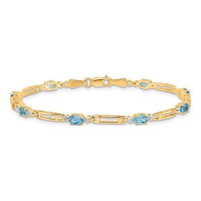10K Yellow Gold Swiss Blue Topaz Bracelet – view 3