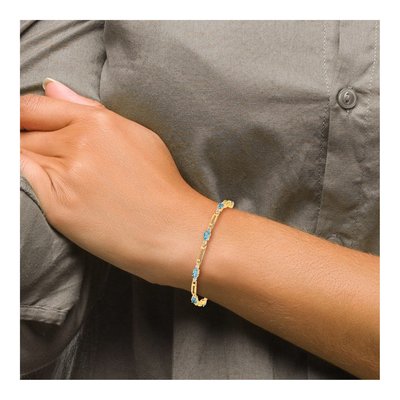 10K Yellow Gold Swiss Blue Topaz Bracelet – view 5