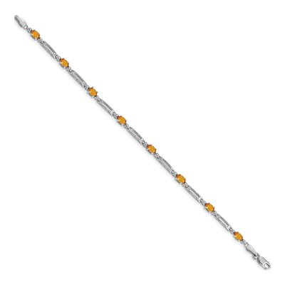 10K White Gold Citrine & Diamond Link Bracelet – view 2