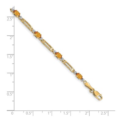 10K Yellow Gold Citrine Oval Link Bracelet – view 3