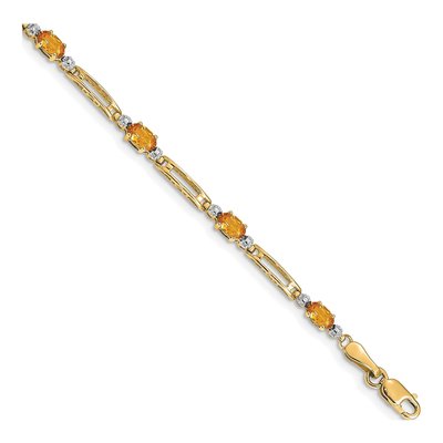 10K Yellow Gold Citrine Oval Link Bracelet