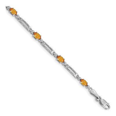 14K White Gold Citrine & Diamond Fancy Bracelet