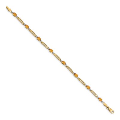 14K Yellow Gold Citrine & Diamond Link Bracelet – view 2