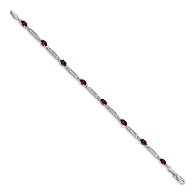 10K White Gold Garnet & Diamond Link Bracelet – view 2