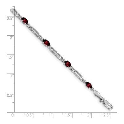 10K White Gold Garnet & Diamond Link Bracelet – view 3