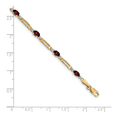 10K Yellow Gold Garnet Rectangle Link Bracelet – view 3