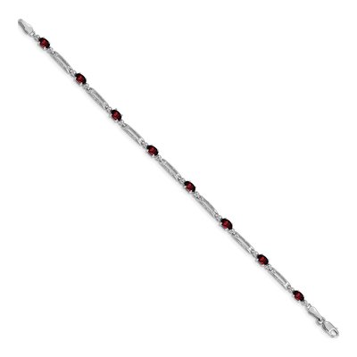 14K White Gold Garnet & Diamond Link Bracelet – view 3