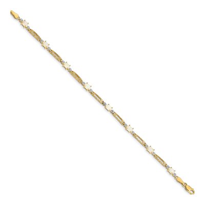 14K Yellow Gold Opal & Diamond Fancy Link Bracelet – view 2