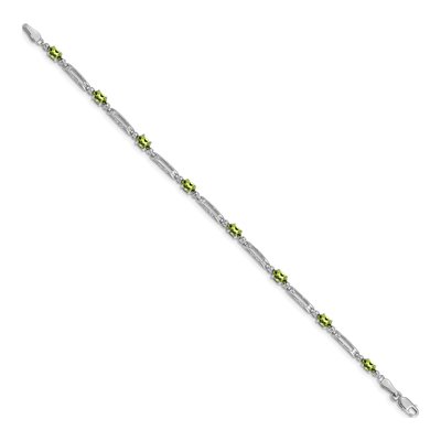 10K White Gold Peridot & Diamond Link Bracelet – view 2