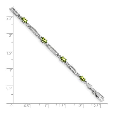 10K White Gold Peridot & Diamond Link Bracelet – view 3