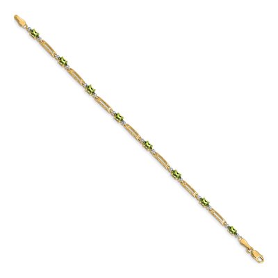 10K Yellow Gold Peridot Rectangle Link Bracelet – view 2