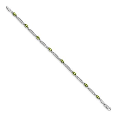 14K White Gold Peridot & Diamond Fancy Bracelet – view 3