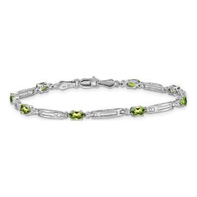 14K White Gold Peridot & Diamond Fancy Bracelet – view 4