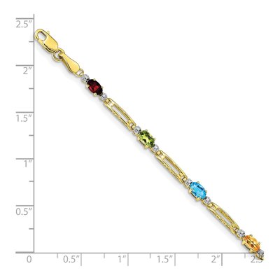 10K Yellow Gold Garnet & Swiss Blue Topaz Rainbow Bracelet – view 3