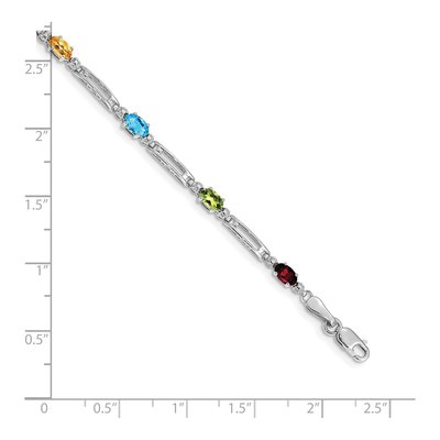 14K White Gold Garnet & Swiss Blue Topaz Multi-Gem Rainbow Bracelet – view 3